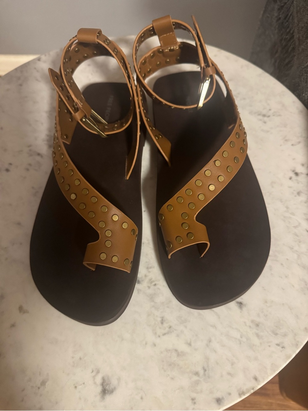 Free People Brown Studded Ankle-Strap Sandals - Picture 4 of 5